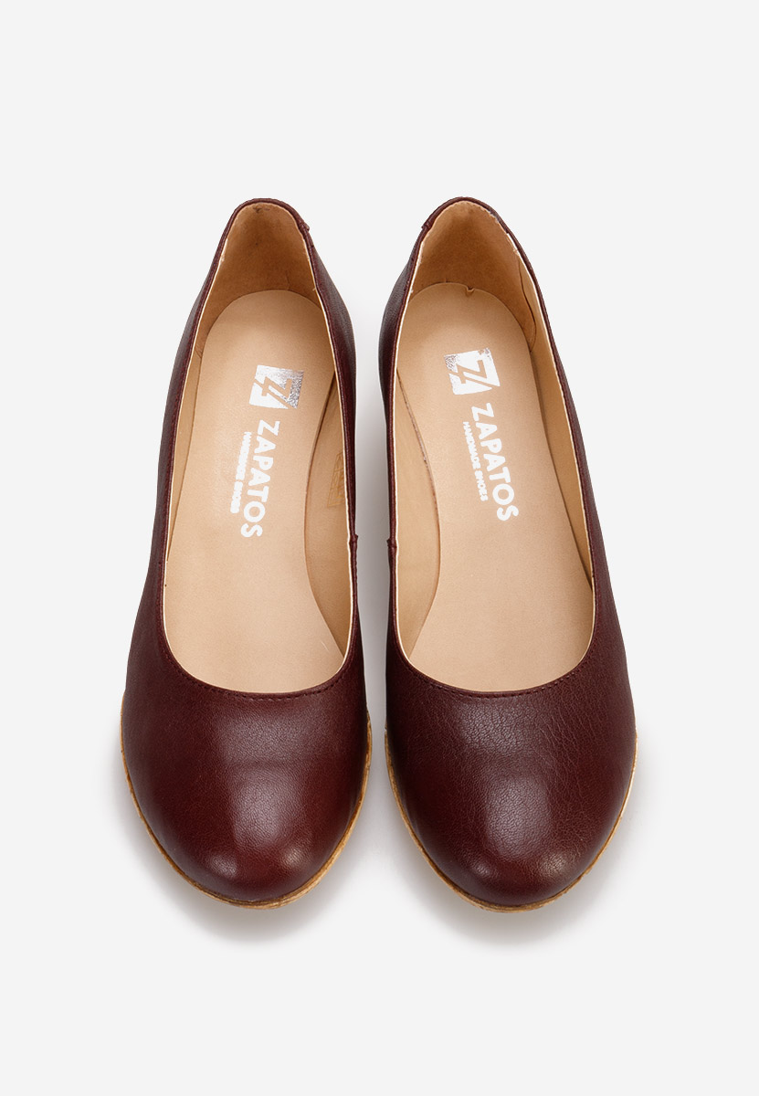 Bordowe czółenka na koturnie Sonia V3