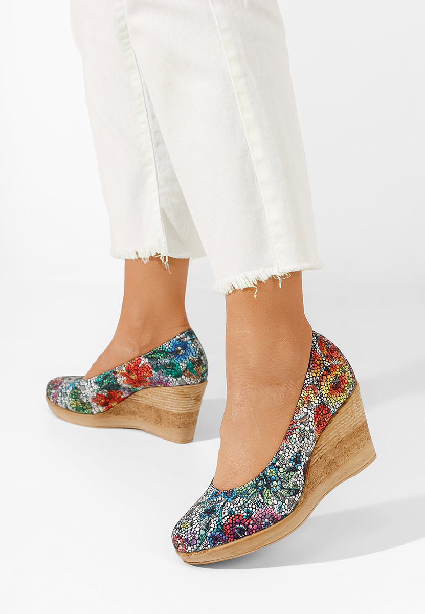 Wielokolorowy czółenka na koturnie Zola C6