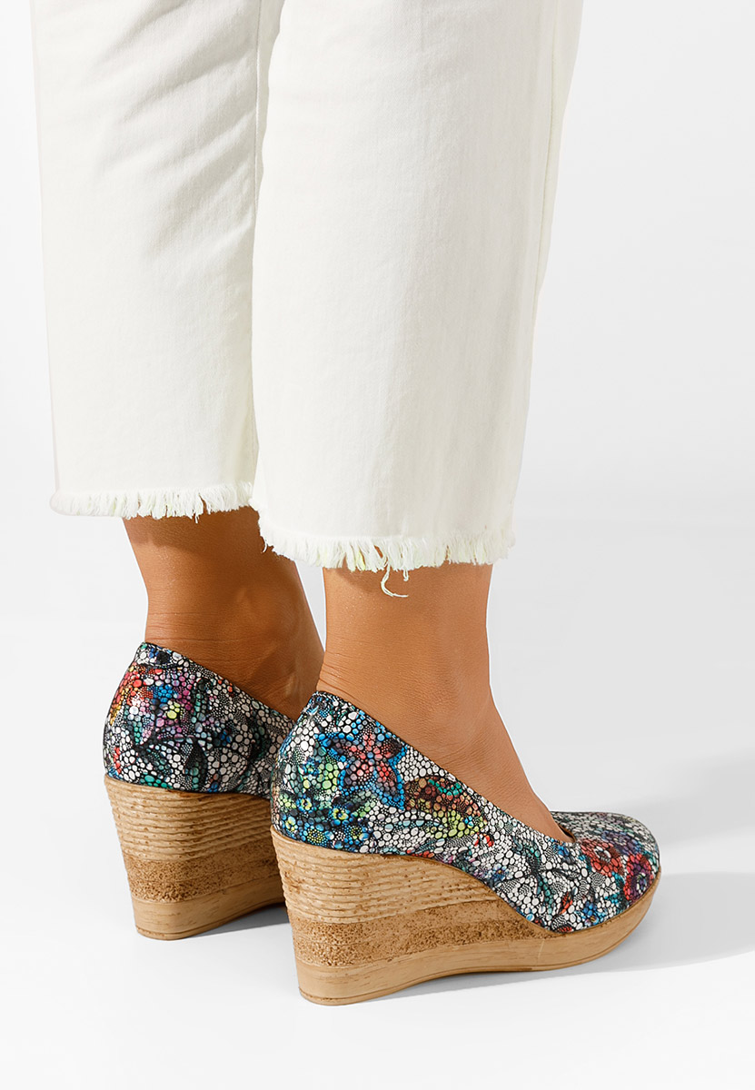 Wielokolorowy czółenka na koturnie Zola C6