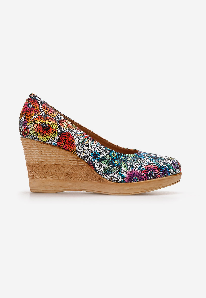 Wielokolorowy czółenka na koturnie Zola C6