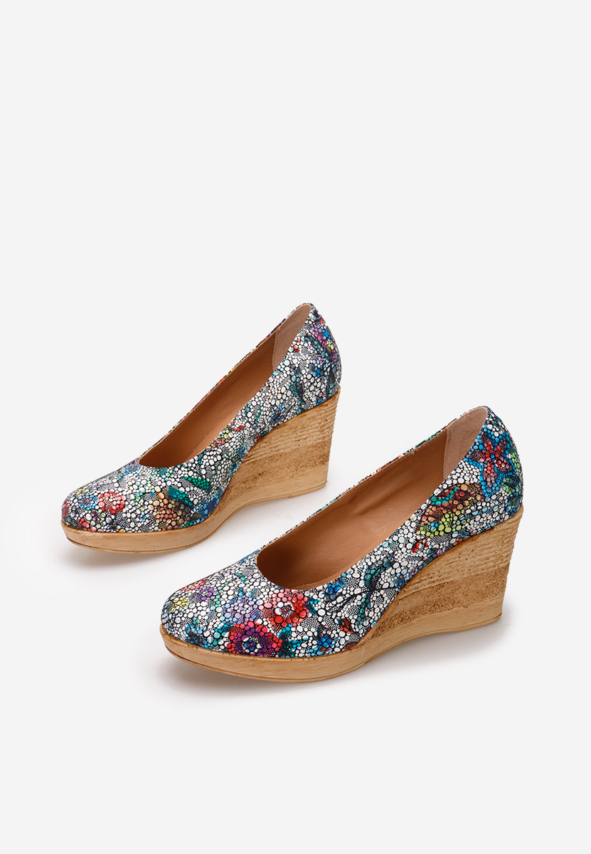 Wielokolorowy czółenka na koturnie Zola C6