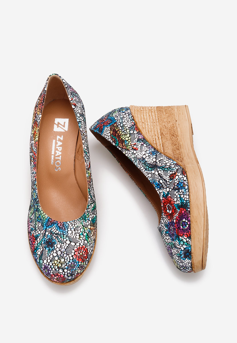 Wielokolorowy czółenka na koturnie Zola C6