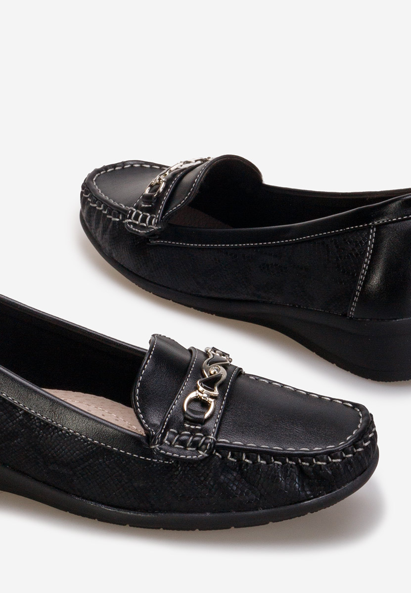 Czarne mokasyny damskie Lerisea