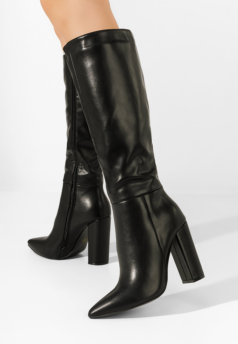 Czarne kozaki na obcasie Alyndra