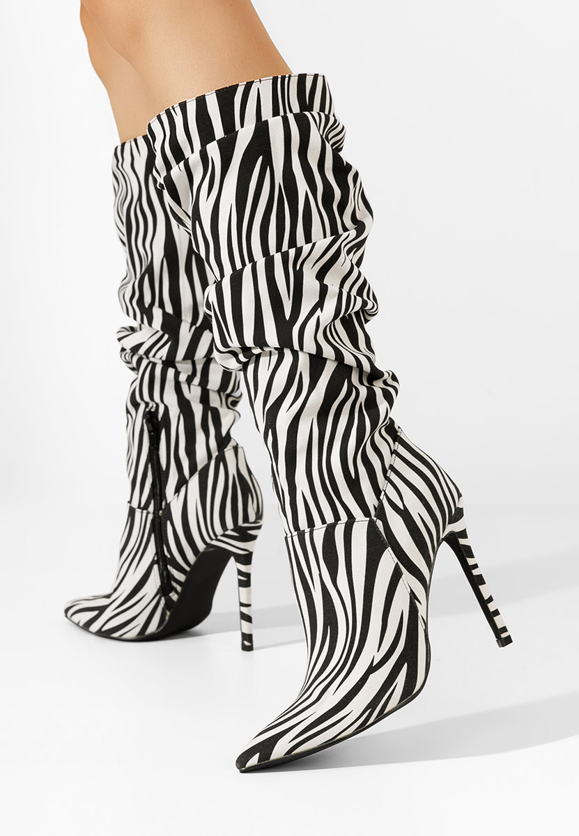 Zebra kozaki na obcasie Axendra V2