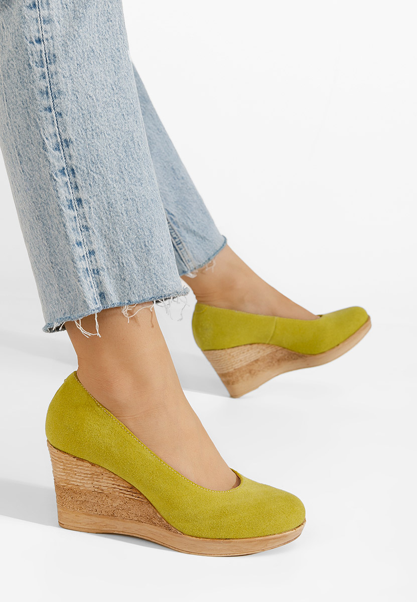 Żółte czółenka na koturnie Zola V3