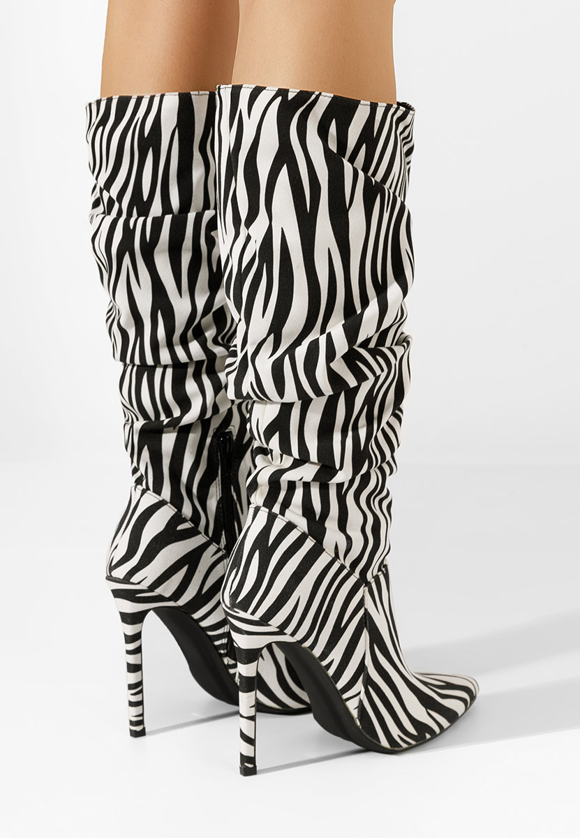 Zebra kozaki na obcasie Axendra V2