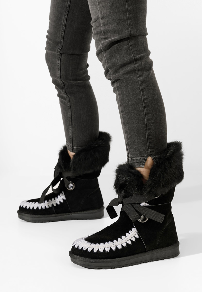 Czarne zimowe buty damskie Livanta