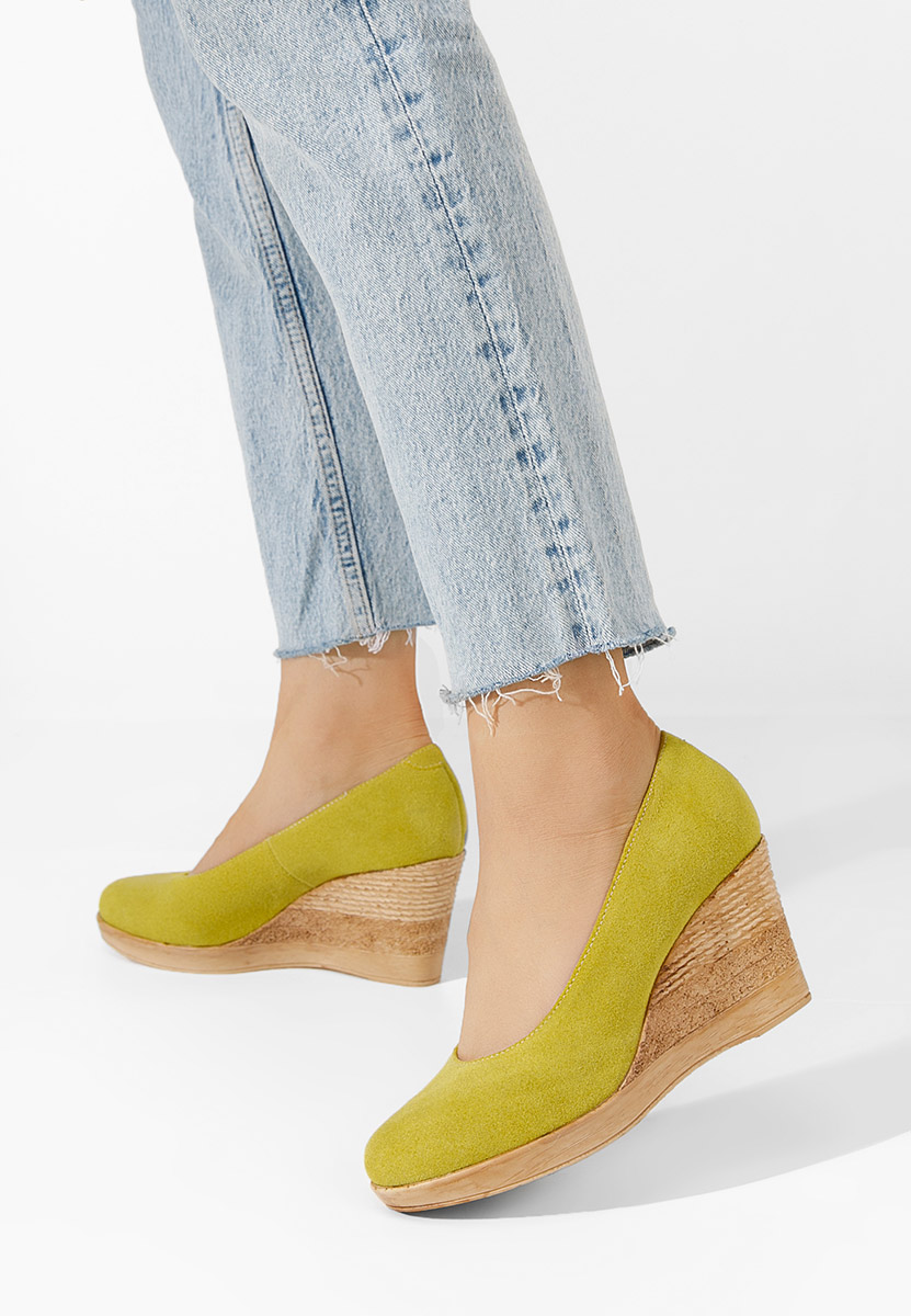 Żółte czółenka na koturnie Zola V3