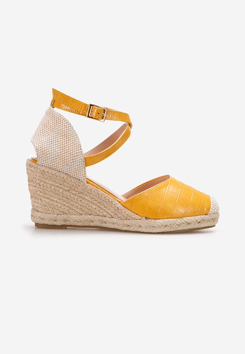 Żółte espadryle na koturnie Moira