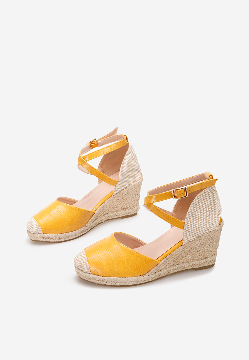 Żółte espadryle na koturnie Moira