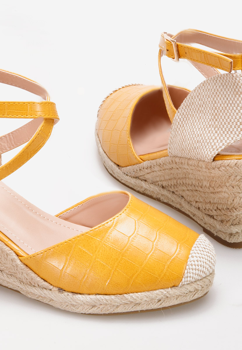 Żółte espadryle na koturnie Moira