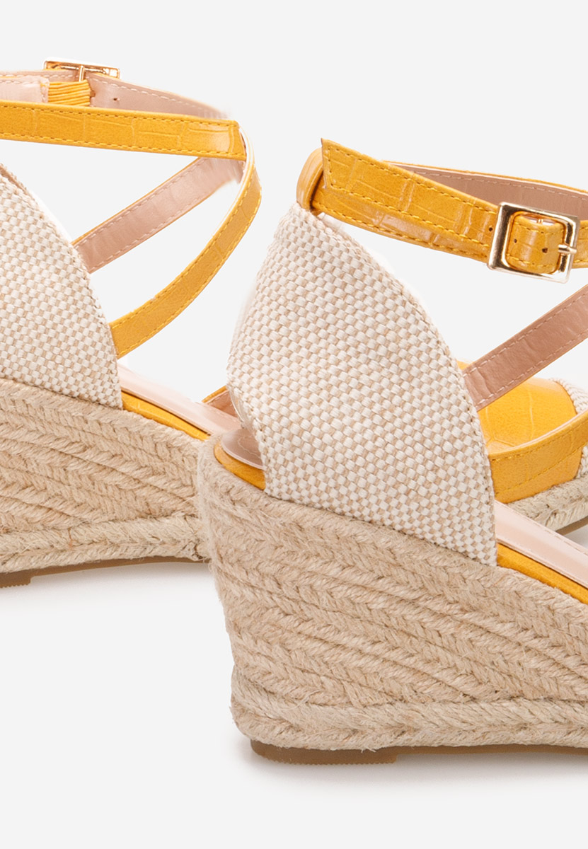 Żółte espadryle na koturnie Moira