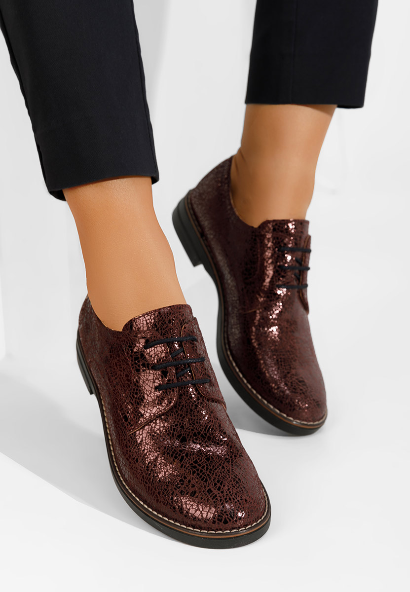 Bordowe oxfordy damskie skórzane Otivera V15