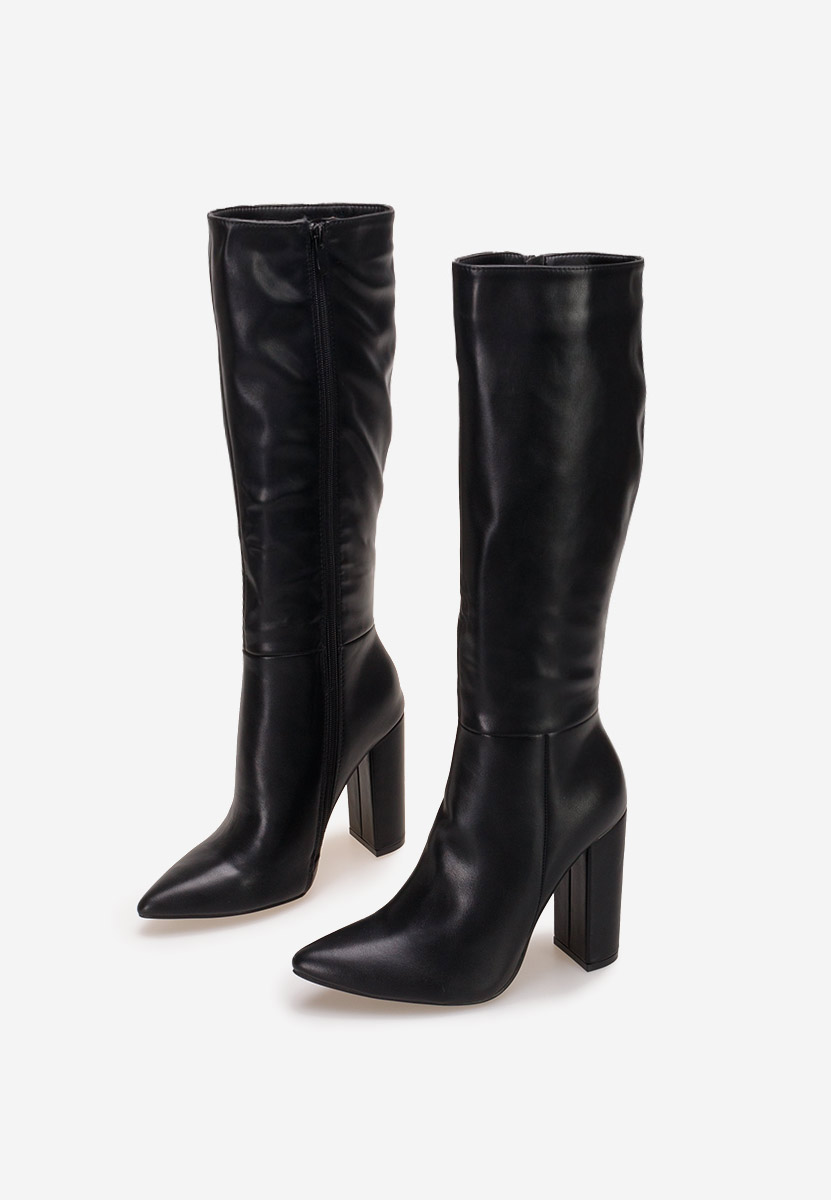 Czarne kozaki na obcasie Alyndra