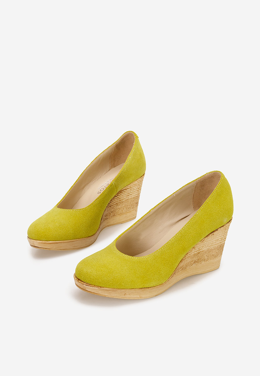 Żółte czółenka na koturnie Zola V3