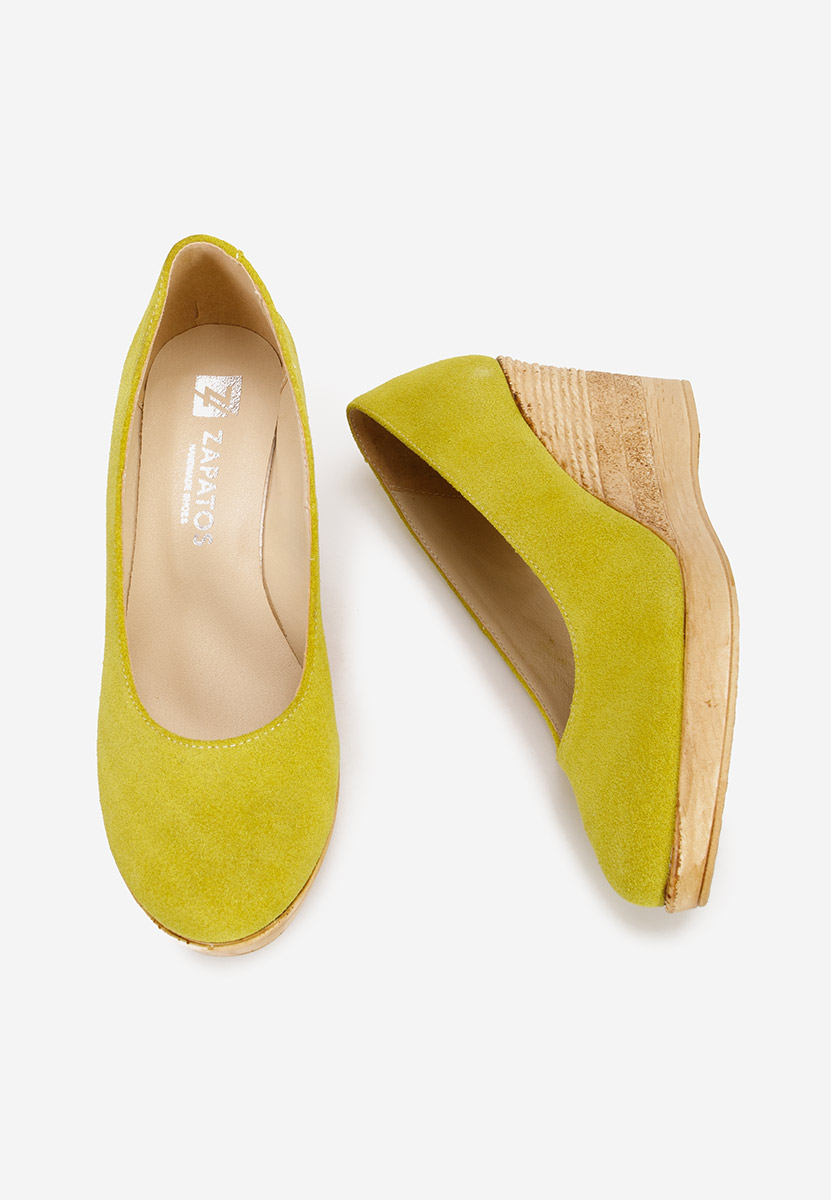 Żółte czółenka na koturnie Zola V3