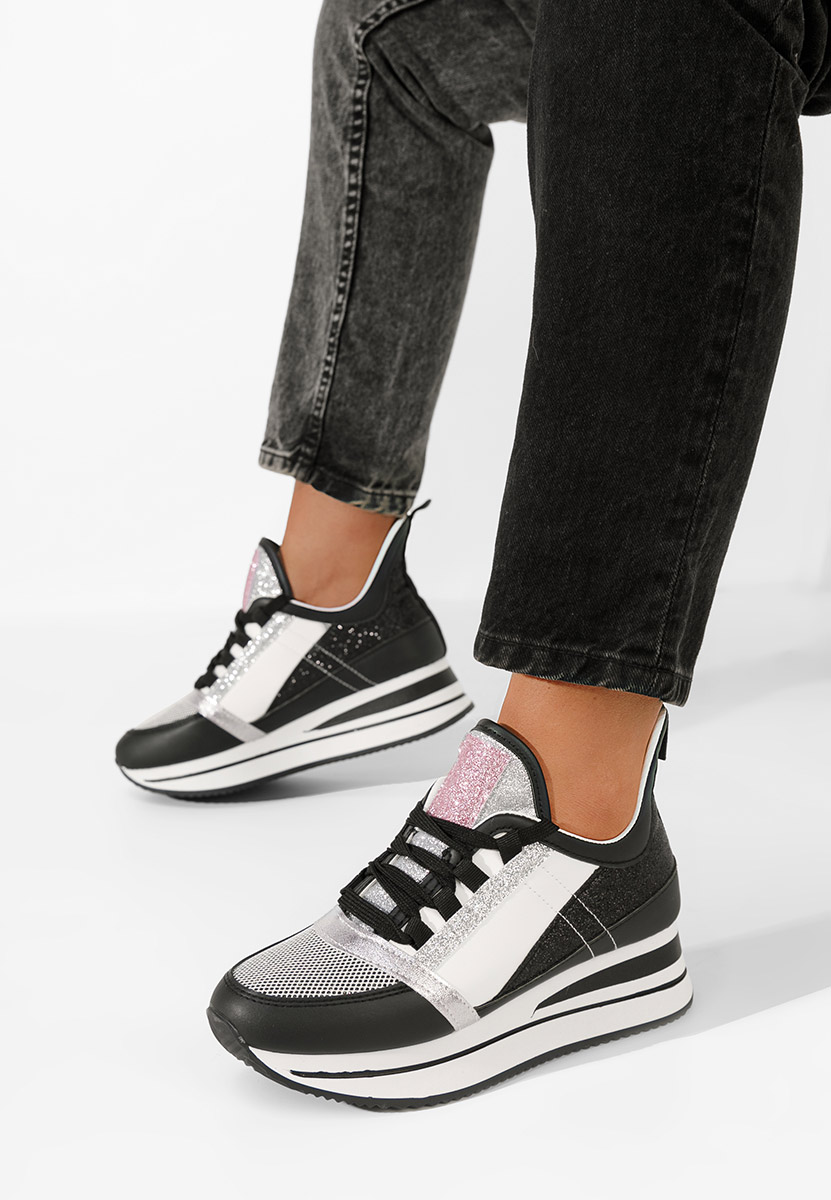 Czarne sneakersy na koturnie Tamila