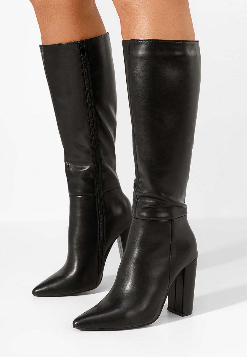 Czarne kozaki na obcasie Alyndra