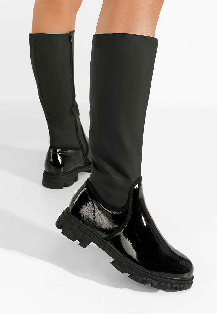 Czarne kozaki płaskie Cumbia