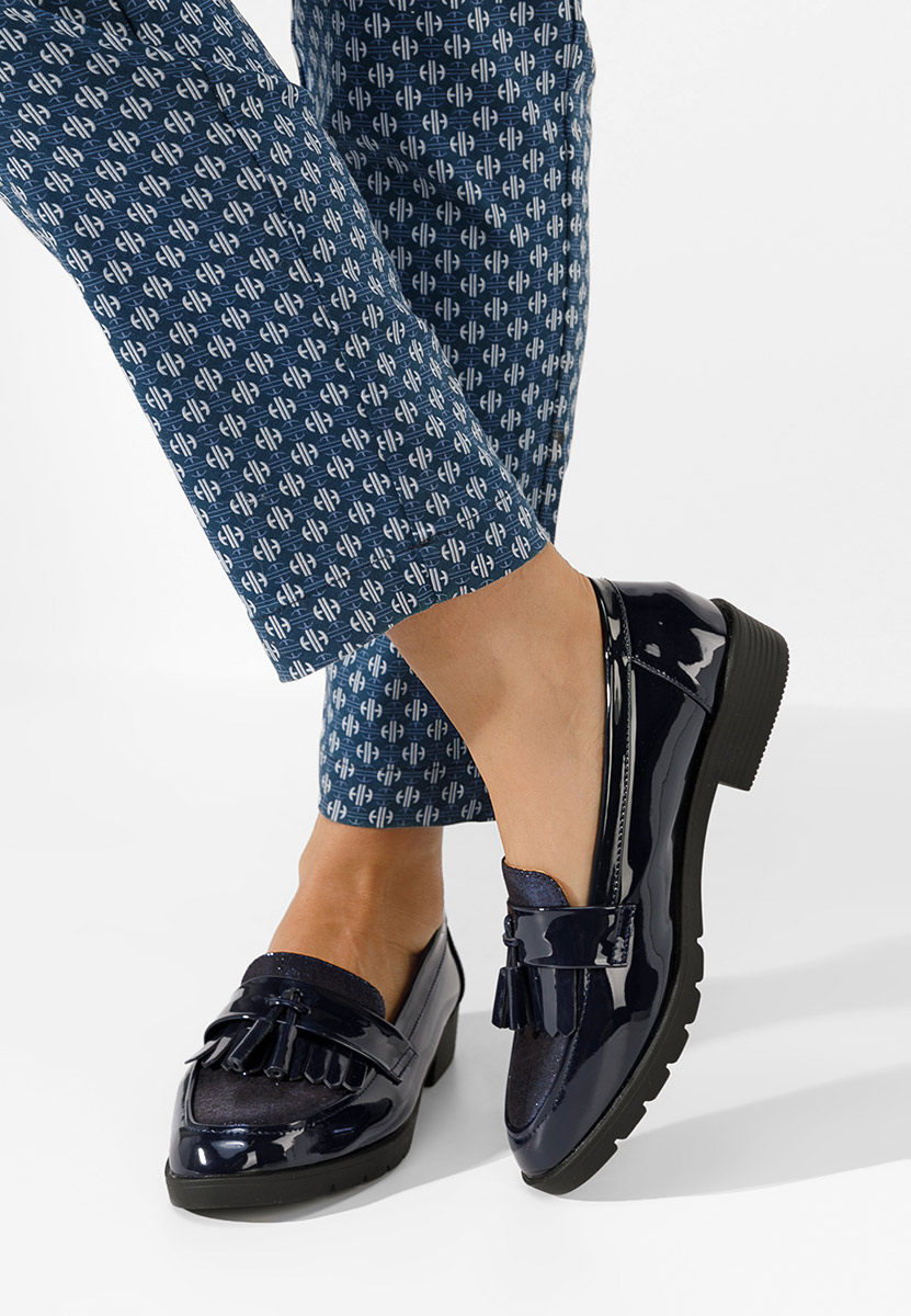 Granatowe loafers damskie Luciara