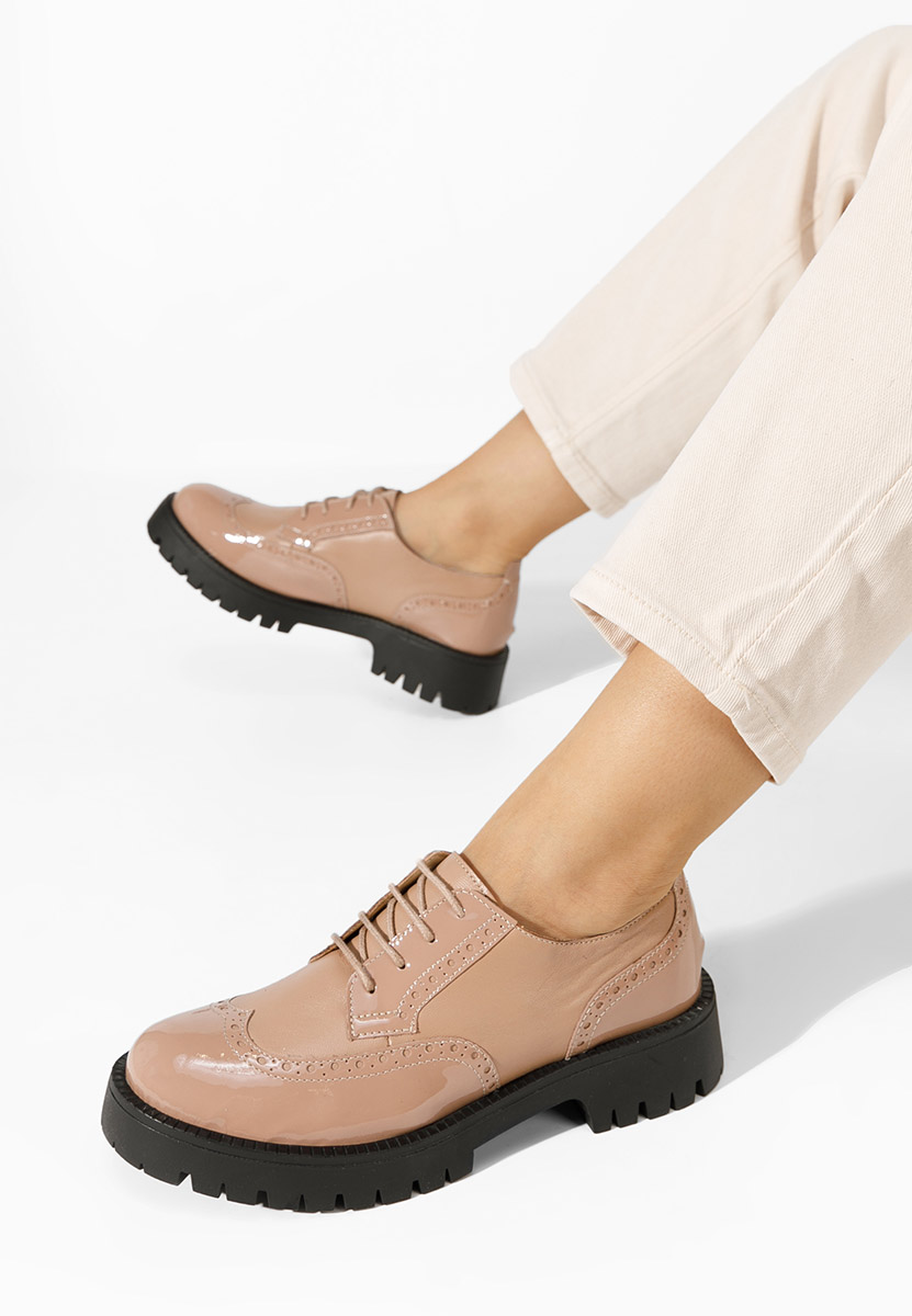 Beżowe brogsy damskie Flexa