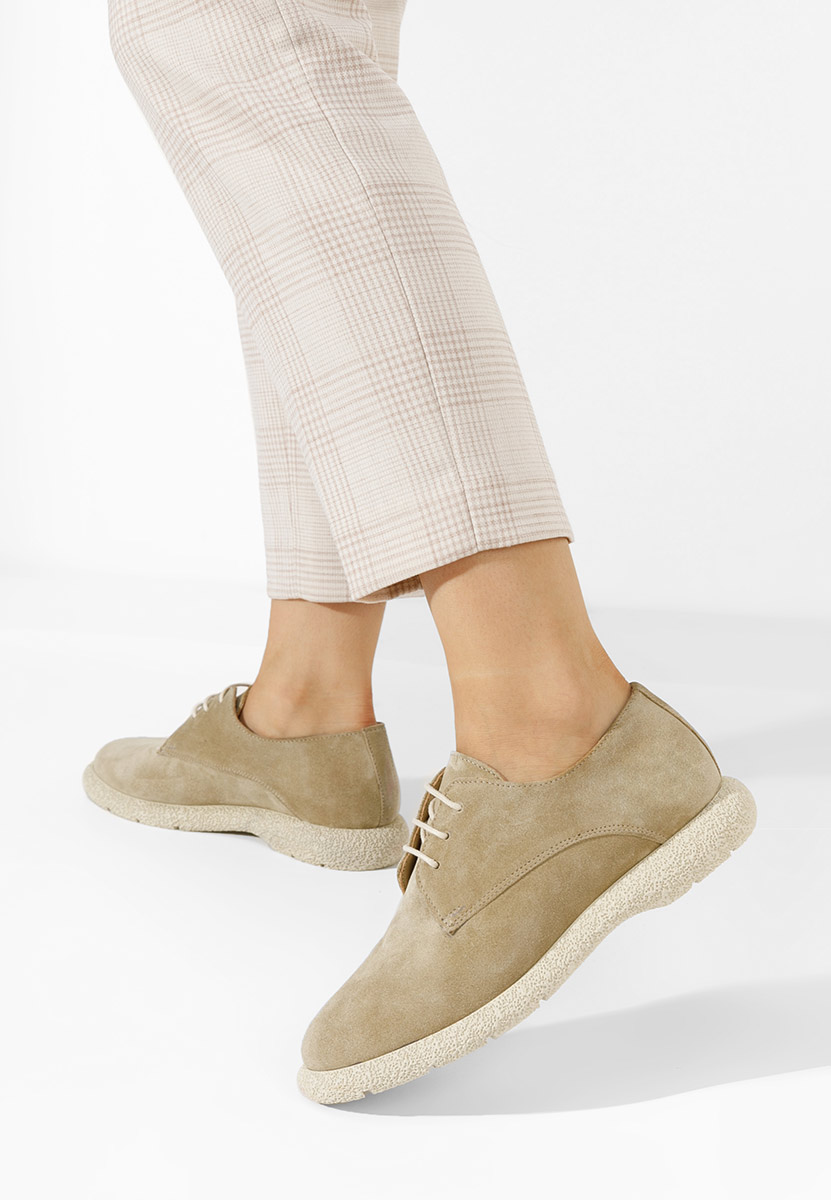 Beżowe półbuty damskie skórzane Karysa V2