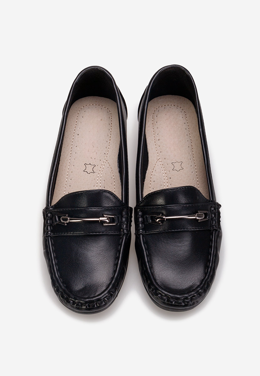 Czarne mokasyny na koturnie Norasea