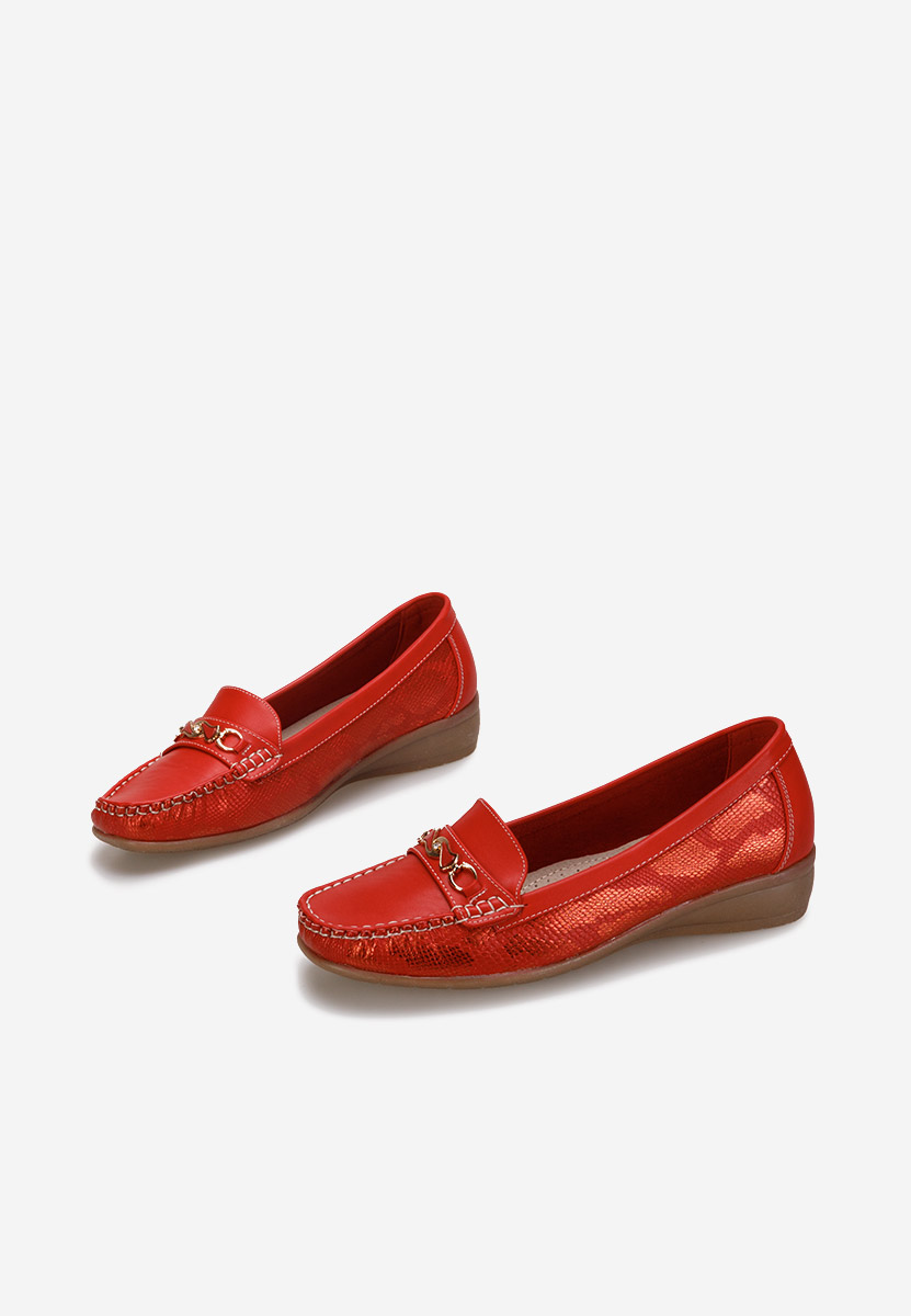 Czerwone mokasyny damskie Lerisea