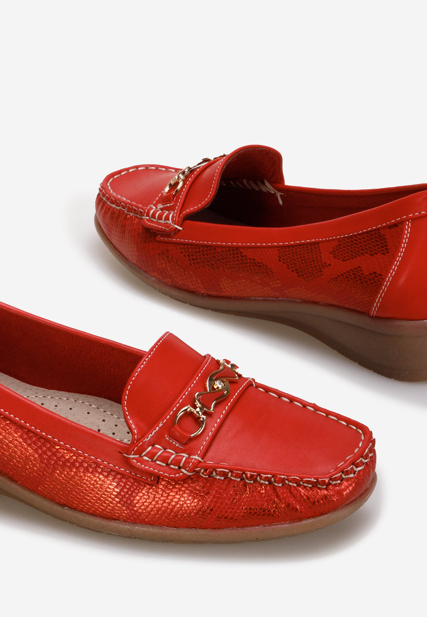 Czerwone mokasyny damskie Lerisea