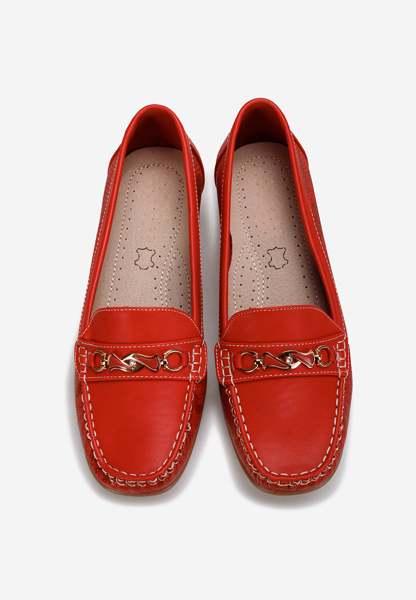 Czerwone mokasyny damskie Lerisea
