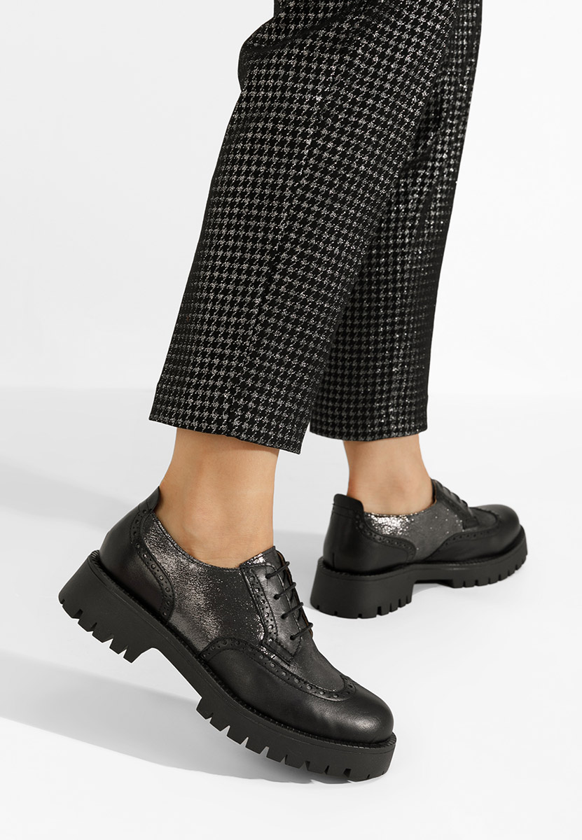 Czarne brogsy damskie Flexa