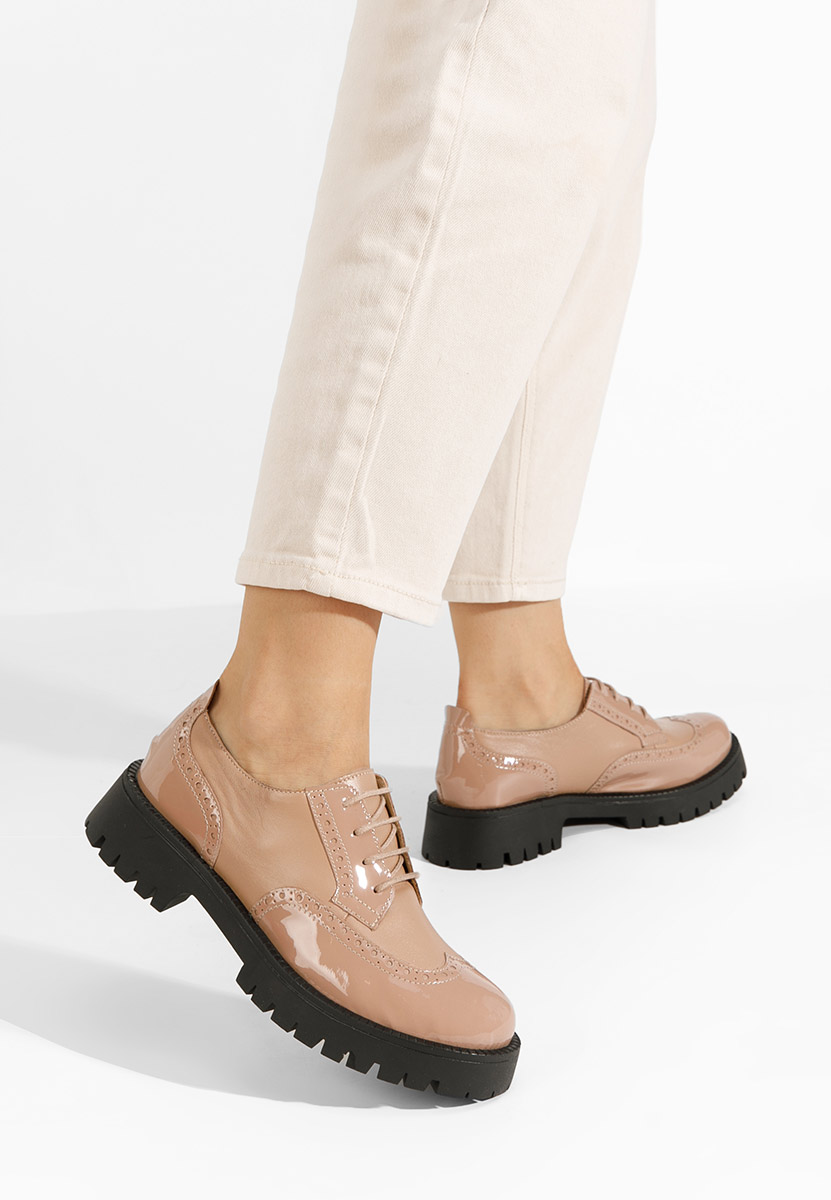 Beżowe brogsy damskie Flexa