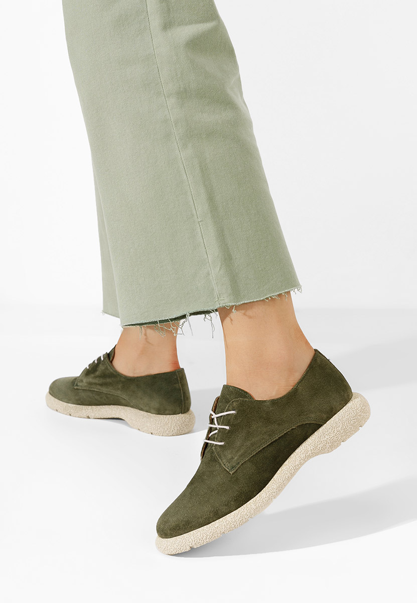 Khaki półbuty damskie skórzane Karysa V2