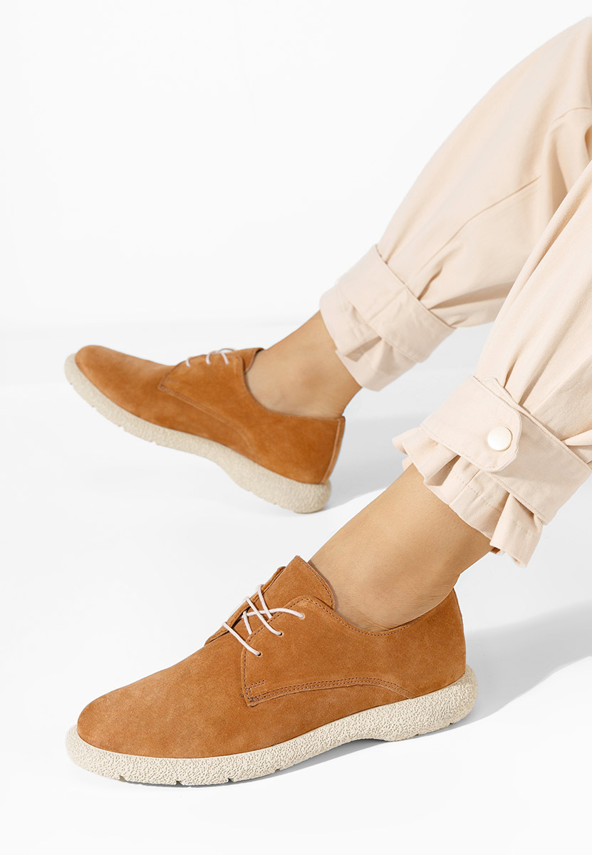 Camelowe półbuty damskie skórzane Karysa V2