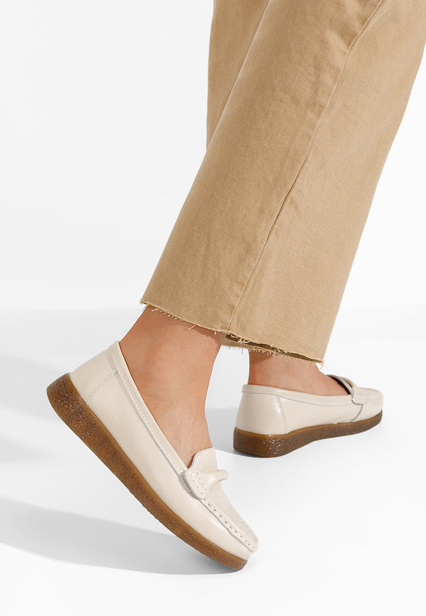 Beżowe skórzane mokasyny Telisa