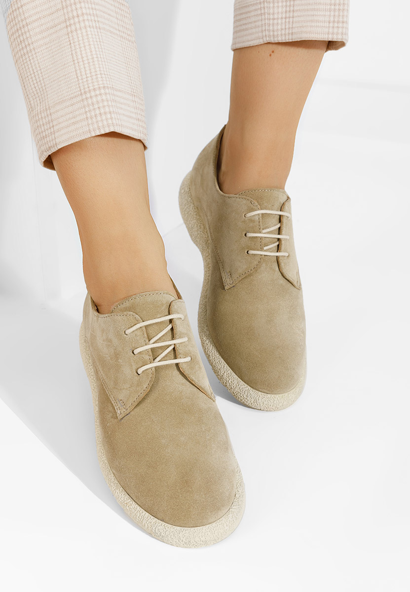 Beżowe półbuty damskie skórzane Karysa V2