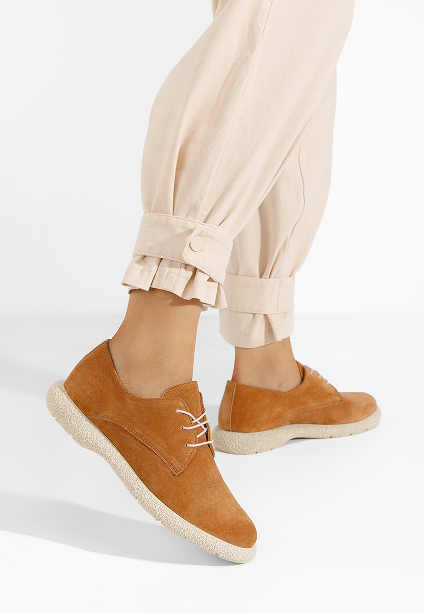 Camelowe półbuty damskie skórzane Karysa V2