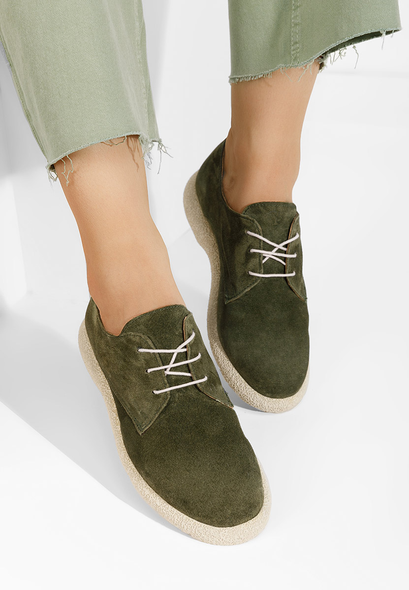 Khaki półbuty damskie skórzane Karysa V2