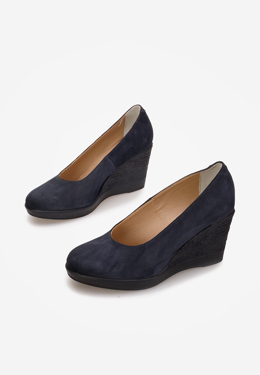 Granatowe czółenka na koturnie Zolia V5