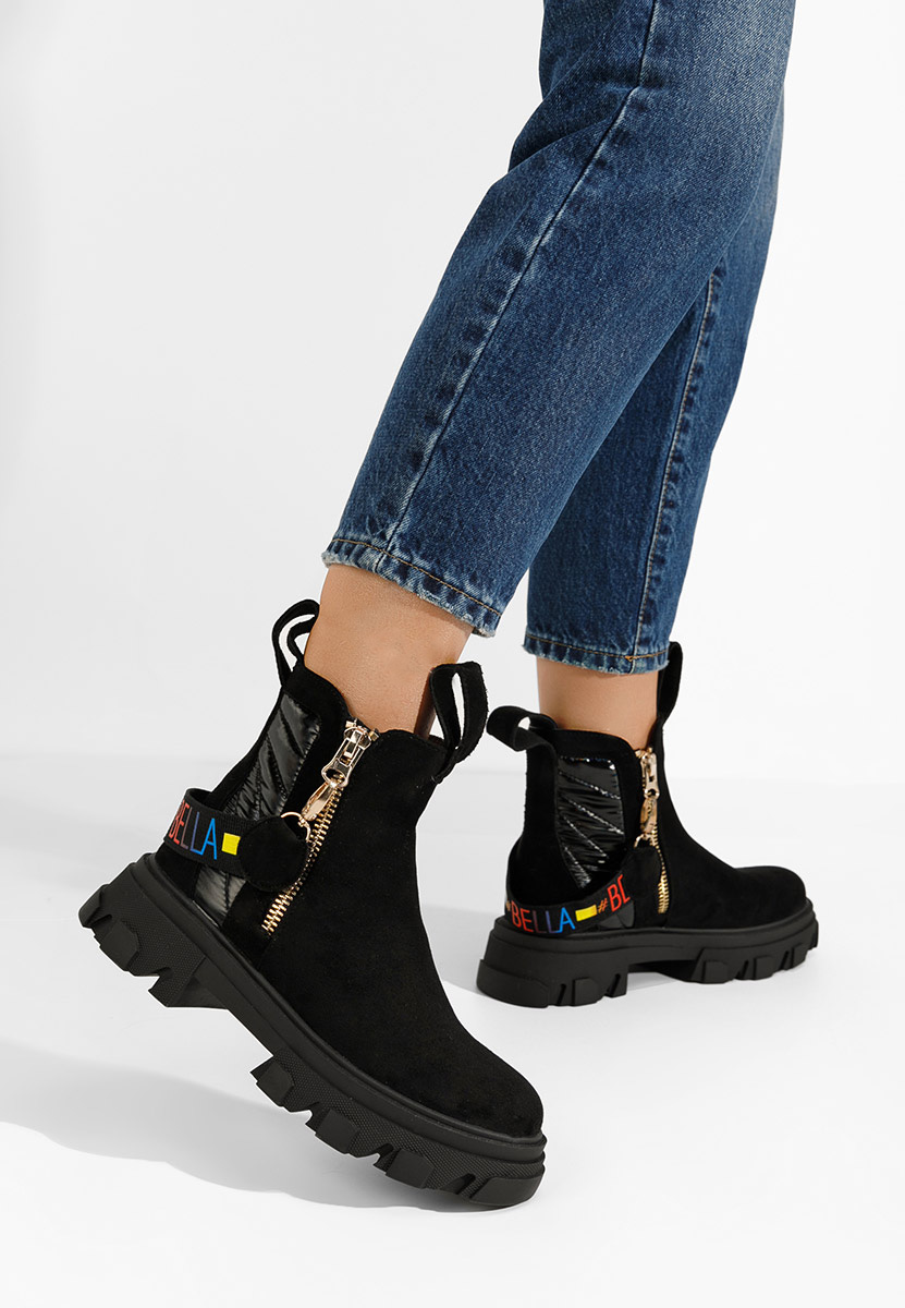 Czarne botki płaskie Nalonia V2