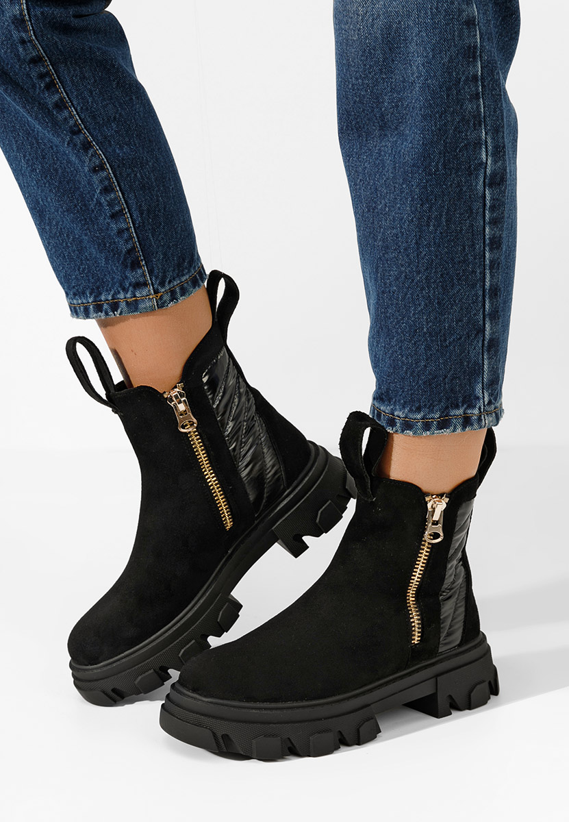 Czarne botki płaskie Nalonia V2