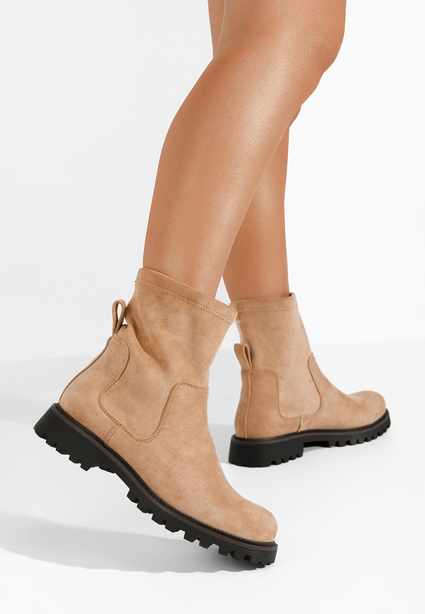 Khaki botki płaskie Javana