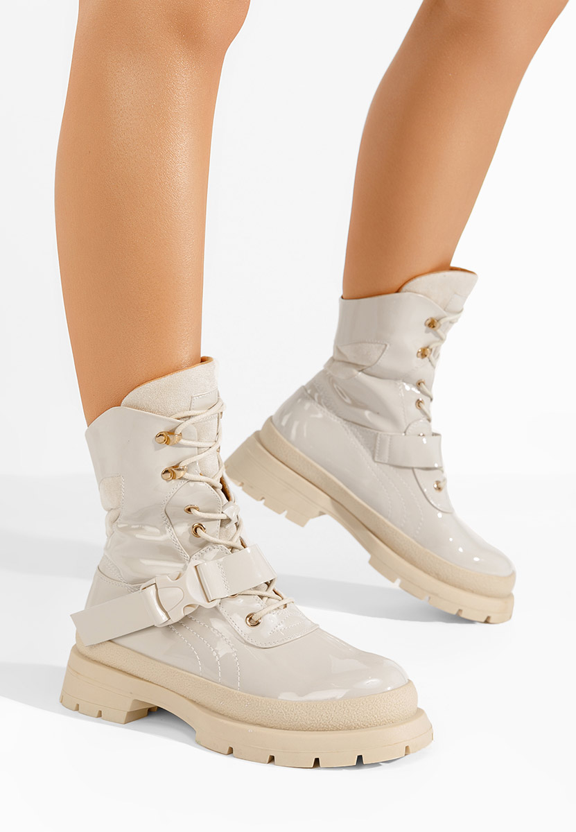 Beżowe botki płaskie Zimora