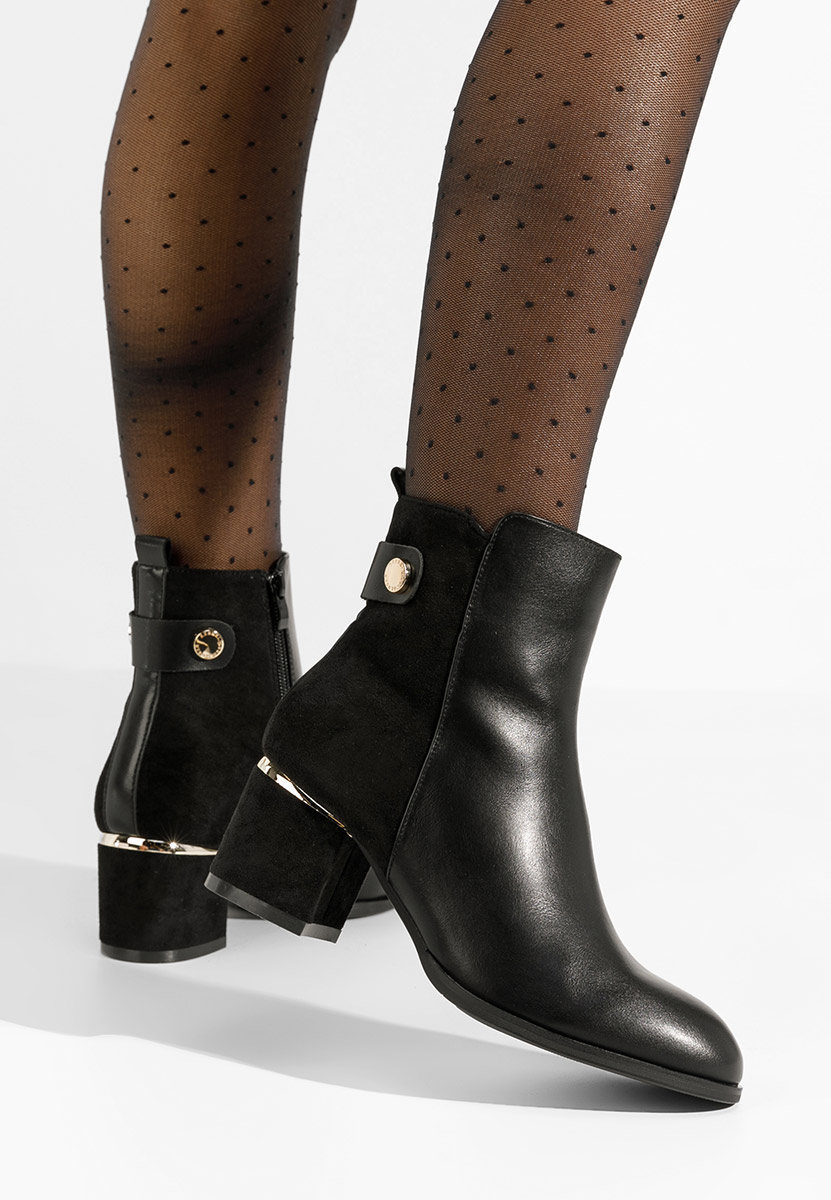 Czarne botki na słupku Sikora V2