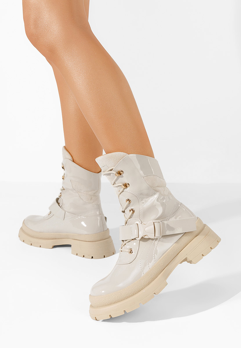 Beżowe botki płaskie Zimora