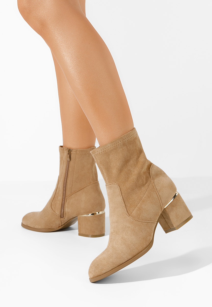 Khaki botki na słupku Sancia