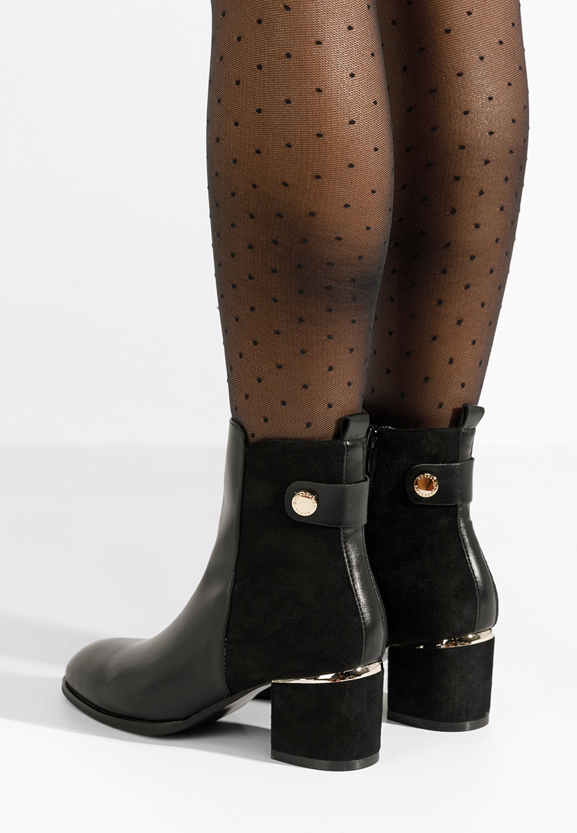 Czarne botki na słupku Sikora V2