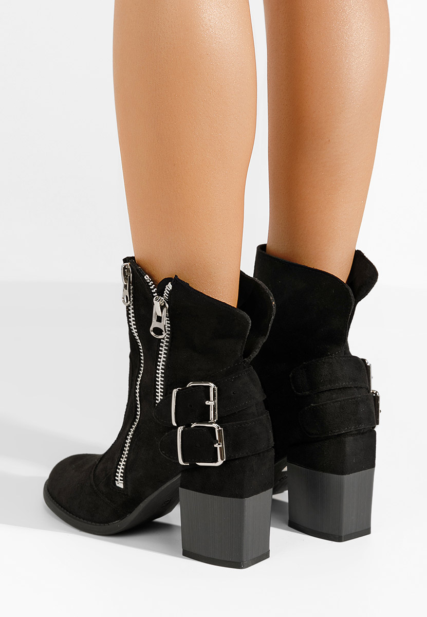 Czarne botki na słupku Laroya V4