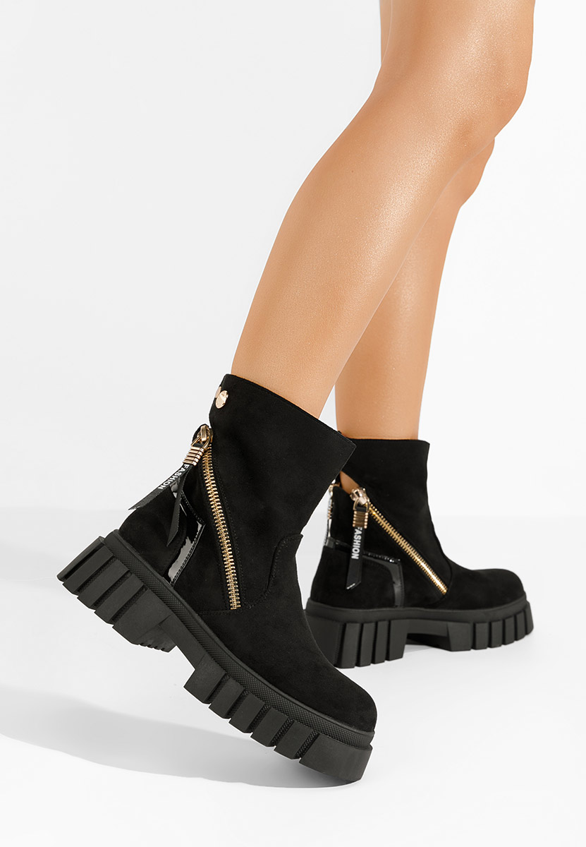 Czarne botki płaskie Tovega V2